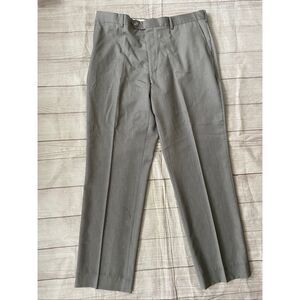 Paul Fredrick men 38R 100% wool flat front pants light grey